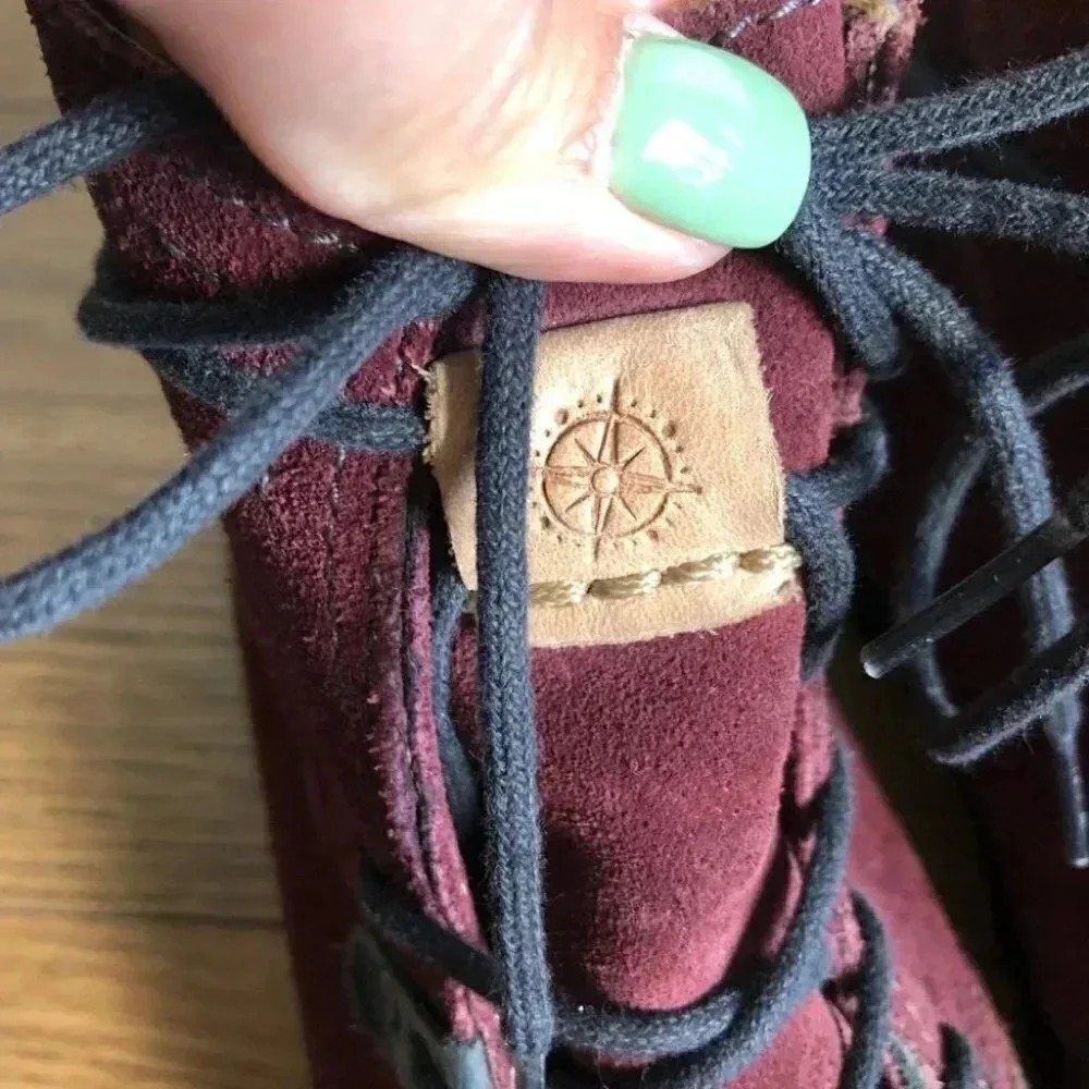 Bussola Kalahari Lady Keely Wine Ankle Lace Up Chukka Suede Red Boots: EU 38 - Picture 10 of 14